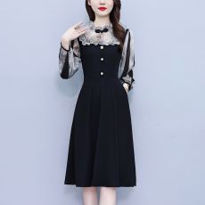 批发女装连衣裙2025秋季新款气质复古显瘦时尚收腰裙子中年妈妈假两件