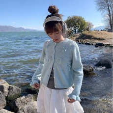 批发银河汽水秋<b class='q'>冬</b>季宽松短款毛衣女外穿开衫针织衫上衣甜美小个子外套