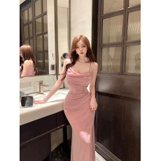 批发实拍银河星空法式御姐性感纯欲挂脖<b class='q'>吊带</b><b class='q'>连衣裙</b>修身显瘦鱼尾长裙