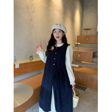批发实拍实价~叠穿甜美套装女森系背心裙<b class='q'>衬衫</b>裙秋季长袖连衣裙两件套
