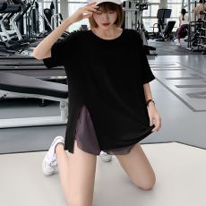 批发透气速干健身服女短袖跑步运动T恤夏季薄款大码宽松显瘦瑜伽衣服