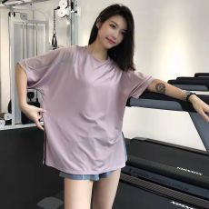 批发丝滑亲肤运动T恤女宽松大码胖mm跑步健身服速干上衣短袖瑜伽服夏