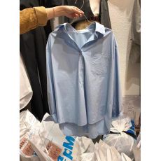 批发韩国东大门2025秋季新款女装简约宽松百搭纯色<b class='q'>长袖</b>衬衫上衣