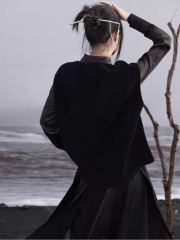 Chinese-style embroidery vest top for women, spring outerwear, new Chinese style small lapels, fringed overlapping upper garment