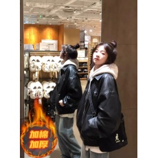 批发pu皮衣外套女2026新款秋冬宽松美式加棉加厚皮夹克小个子短款上衣