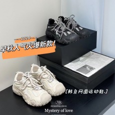 批发厚底网面<b class='q'>运动鞋</b>女2024年秋季新款百搭运动休闲鞋户外登山鞋小白鞋