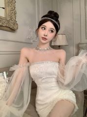2024 Hong Kong Style Strapless Chain-Linked Fairy Dress and Skirt