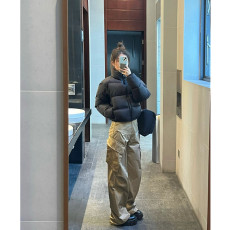 批发肯豆风<b class='q'>短</b>款黑色羽绒棉服女冬季2025新款复古高腰加厚立领棉衣外套