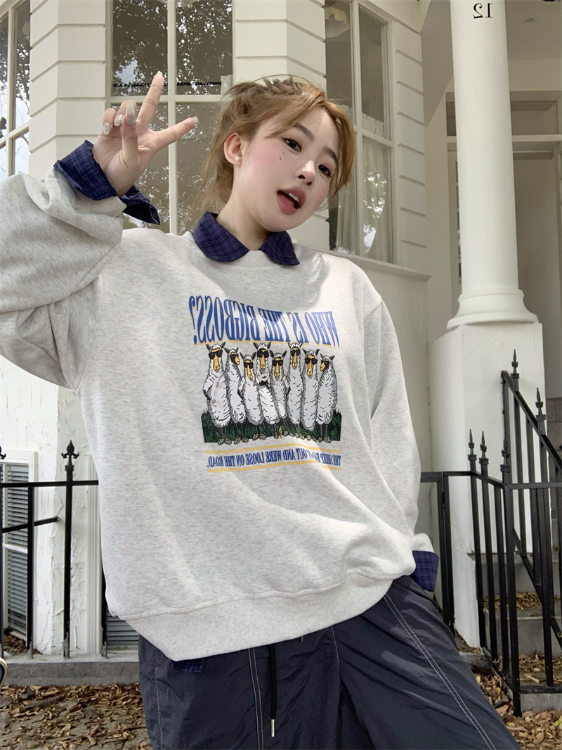 Versão coreana do nicho casual casal hoodie, design de estilo preguiçoso feminino, jaqueta elegante e versátil_voghion.com