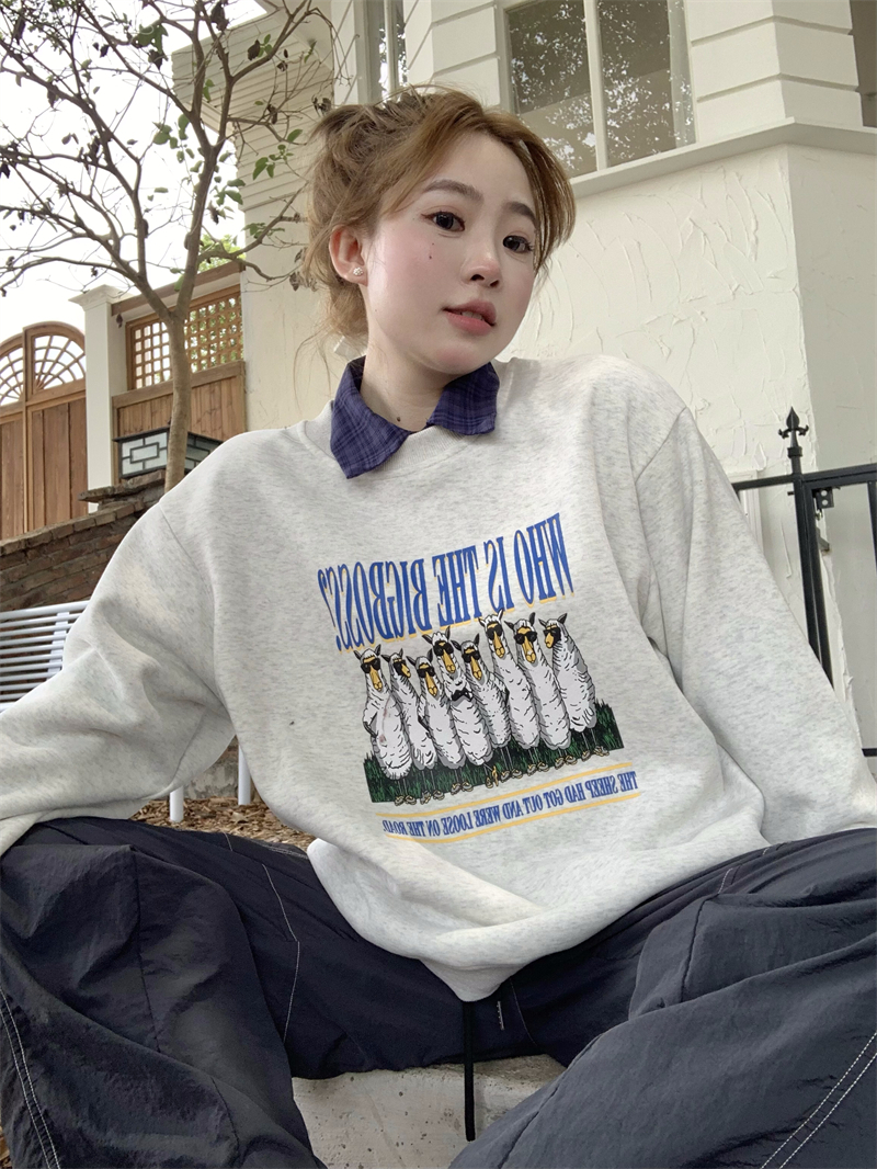 Versão coreana do nicho casual casal hoodie, design de estilo preguiçoso feminino, jaqueta elegante e versátil_voghion.com