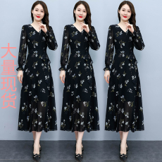 批发实拍 长袖<b class='q'>雪纺</b><b class='q'>连衣裙</b>2026春新款流行高端长裙大码碎花裙女