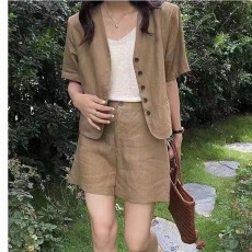 批发chic夏季<b class='q'>韩版</b>百搭套装女小<b class='q'>外套</b>衬衫上衣休闲+阔腿短裤西装二件套