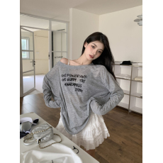 批发外贸原版做法 字母印花天丝防晒T恤女春季宽松慵懒风百搭<b class='q'>长袖</b>上衣