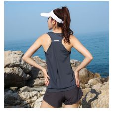 批发跑步健身服透气速干运动背心女外穿无袖工字型T恤宽松瑜伽服上衣