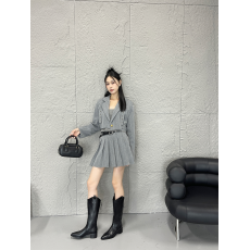 批发粗跟V口不过膝长筒靴2024年<b class='q'>秋</b>冬新款高跟显瘦高筒长靴女骑士靴子