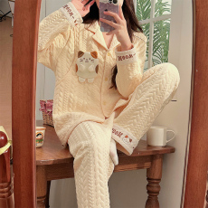 批发L-3XL 空气棉月子服<b class='q'>睡衣</b>秋冬季夹层<b class='q'>孕妇</b><b class='q'>可调</b>节套装