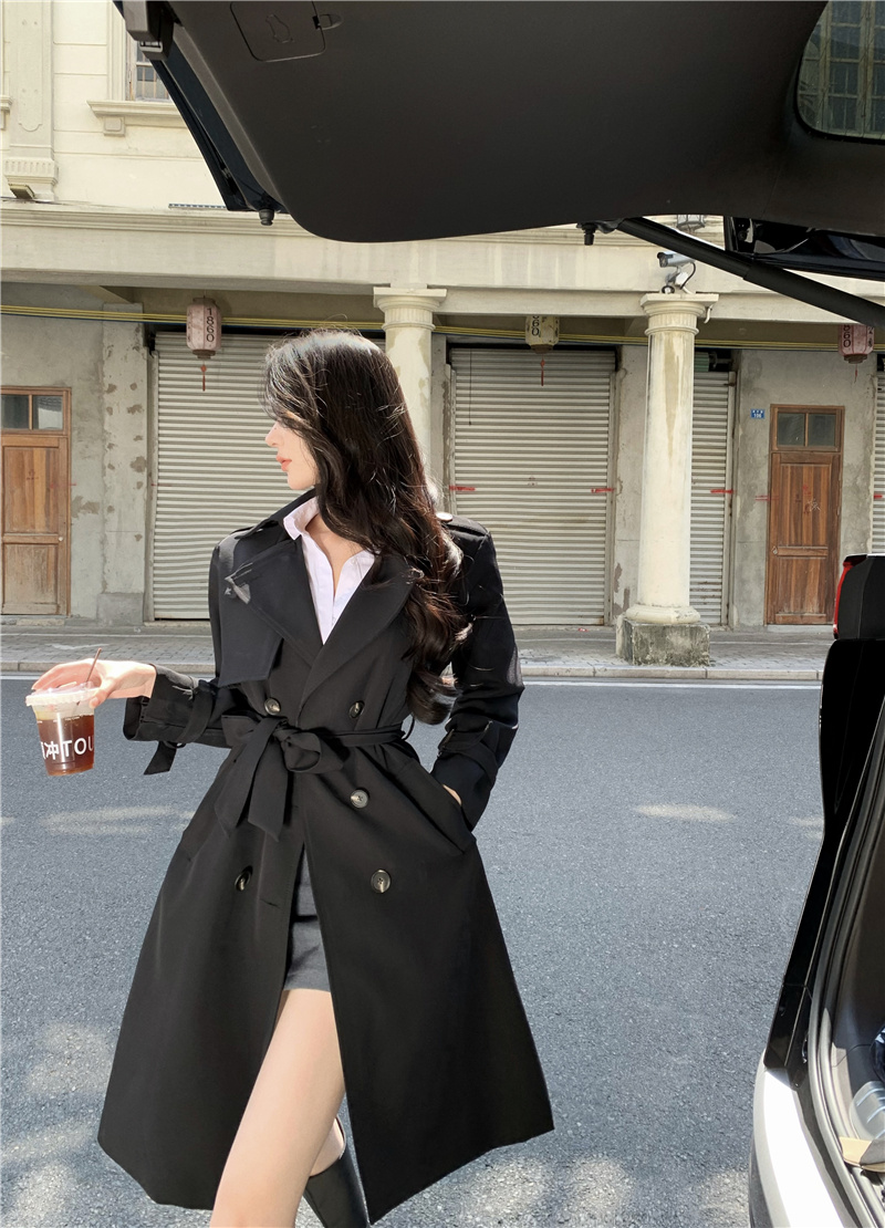 Actual shot~ 2024 Autumn New Style Women's Trench Coat Design, Small and Unique British Style Hot Girl Fitted Coat
