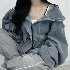 批发已出货chic宽松连帽休闲<b class='q'>牛仔</b><b class='q'>外套</b>