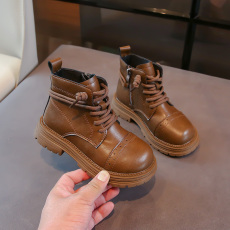 批发儿童靴子2024年<b class='q'>秋</b>季新款英伦风单靴时尚童靴厚底女童男宝短靴男童