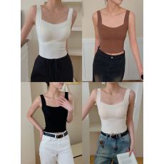 批发蚕丝暖感衣羊绒保暖背心女带胸垫一体式方领内搭吊带背心女