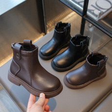 批发2024<b class='q'>秋</b>款新款百搭儿童鞋女童后拉链马丁小短靴单靴高帮公主小皮靴