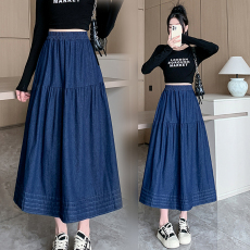 批发实拍大码女装2026春款韩版<b class='q'>牛仔</b>半身<b class='q'>长裙</b>微胖MM显瘦大摆裙<b class='q'>牛仔</b>裙