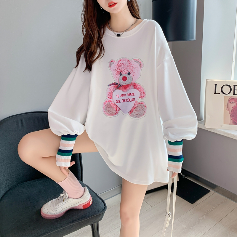 PF22095#德绒大码打底衫长袖t恤女加绒加厚胖mm上衣女裝貨源服裝批發