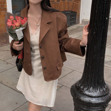 批发已出货 INS 法式复古做旧小众百搭<b class='q'>通勤</b>西装外套 3色