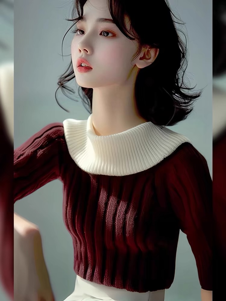 Small sweater knitted autumn pullover sweater top with summer women's clothing 2024 new bottoming shirt short-sleeved cashmere sweater