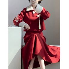 批发<b class='q'>伴娘</b>服秋冬款敬酒服秀禾服晚<b class='q'>礼服</b>新中式民国小洋装唐装中国风女装