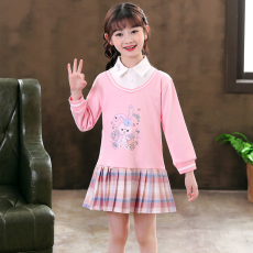 批发女童装<b class='q'>春</b>装新款女童JK学院风裙子儿童洋气小女孩星黛露百褶连衣裙
