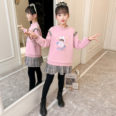 批发女童连衣裙<b class='q'>春</b>秋新款儿童装洋气时髦<b class='q'>春</b>装女孩中大童学院风长袖裙子