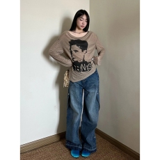 批发原版质量 慵懒风长袖t恤<b class='q'>防晒</b>罩衫宽松辣妹上衣