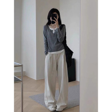 批发跨境外贸黑色假两件v领内搭女秋季修身<b class='q'>显瘦</b>打底衫长袖上衣