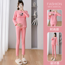 批发实拍孕妇哺乳秋衣套装产后喂奶上衣冬加绒加厚纯棉保暖<b class='q'>内衣</b>