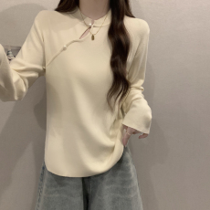 批发微胖女生温柔<b class='q'>通勤</b>风斜门襟针织衫女胖mm大码弹力遮肉百搭套头毛衣