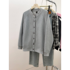 批发实拍华夫格复合牛奶丝卫衣女2025春秋新款<b class='q'>开衫</b>外套设计感<b class='q'>圆领</b>上衣