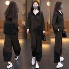 批发实拍新款雪尼尔套装2025秋冬季高档休闲宽松遮肉设计感两件套