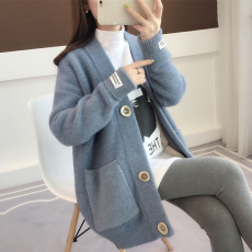 批发毛衣女外套衫秋冬新款韩版<b class='q'>宽松</b>中长款针织女开衫厚
