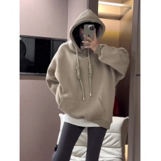 批发<b class='q'>婴儿</b>绒<b class='q'>卫衣</b>女装春秋新款美式复古连帽加绒加厚宽松中长款外套上衣