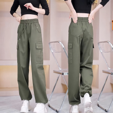批发大码工装裤女2026春秋新款<b class='q'>高腰</b>休闲裤运动裤阔腿裤宽松直筒哈伦裤