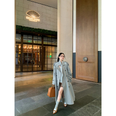 批发实拍实价 翻领双排扣风衣外套秋季宽松高级感系带廓形中<b class='q'>长款</b>大衣