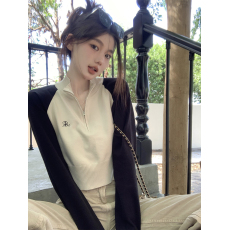 批发抖音天猫质量撞色小众半高领拉链针织衫设计感小众别致女套头上衣