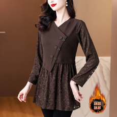 批发实拍蕾丝打底衫女长袖春秋季新款洋气<b class='q'>中长款</b>气质小衫大码女装上衣