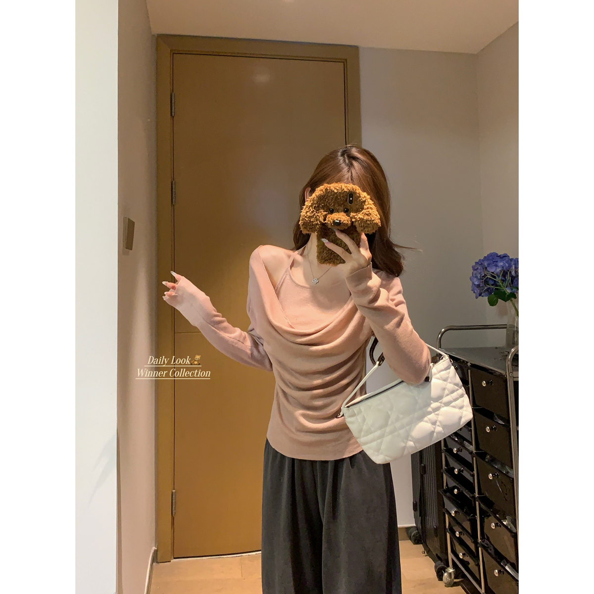 Actual shot of autumn and winter Korean style Pure Desire halterneck swing collar, slim and gentle 6 wool sweater with long-sleeved top inside