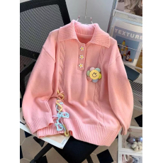 批发高品质 秋冬季新款超温柔设计感针织毛衣立体装饰<b class='q'>宽松</b>上衣服