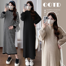 批发实拍<b class='q'>百搭</b>新款秋冬针织毛衣孕妇装加厚保暖过膝长款孕妇打底裙子