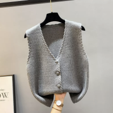 批发<b class='q'>马甲</b>女新款2026春秋韩版宽松开衫外搭毛衣针织<b class='q'>马夹</b>背心上衣外套女