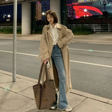 批发风衣女2025秋季新款韩系小个子中长款大衣气质英伦风高级感外套