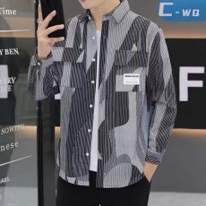 批发美式扎染外套男春秋装高级感痞帅男装长袖衬衫日系复古秋装夹克潮